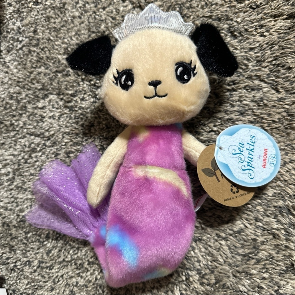 NEW Sea Sparkles by Aurora Purple Plush Mermaid Dog Stuffed Animal Toy